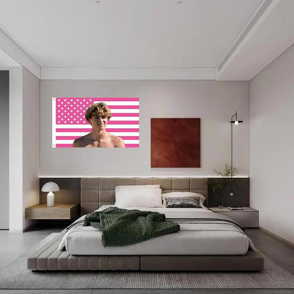 WENWELL Interesting Jeremiah N Flag Tapestry, Pink Fisher Wall Art Poster Fans Gift Merch, 3x5 Feet, Polyester with Brass Grommets