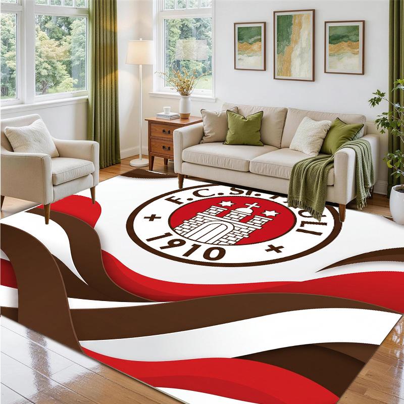 FC St. Pauli Football Design Crystal Velvet Rug Soft Decorative Mat for Bedroom Entrance