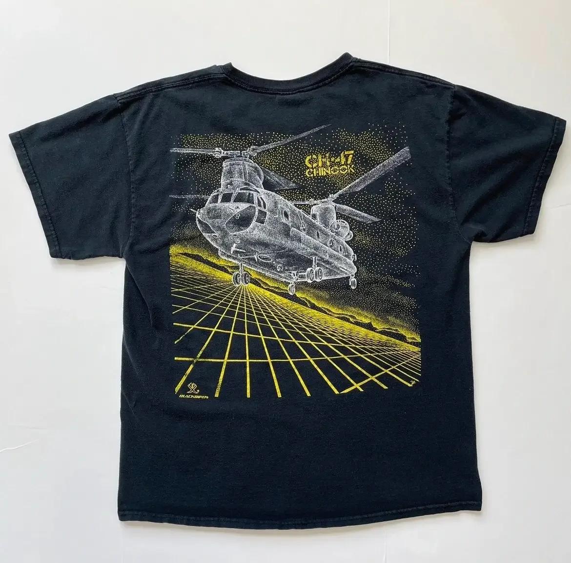 

CH47 Chinook Transport Helicopter Line Drawing Printed TShirt Summer Cotton Short Sleeve ONeck Mens T Shirt New S3XL S