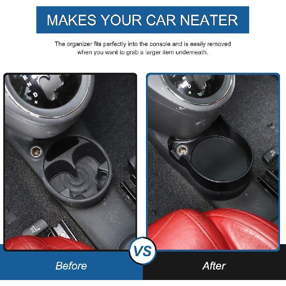 Center Console Storage Box Compatible with Fiat 500 2007-2015 ABS Center Console Water Cup Holder Organizer Tray Auto Interior Storage Accessories
