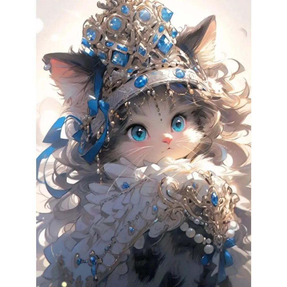 DIY Plný kulatý diamantový obraz Křížový steh 3D roztomilé koťátko zvířecí scéna Domácí dekorativní umění diamantová malba 5D diamantová umělecká malba