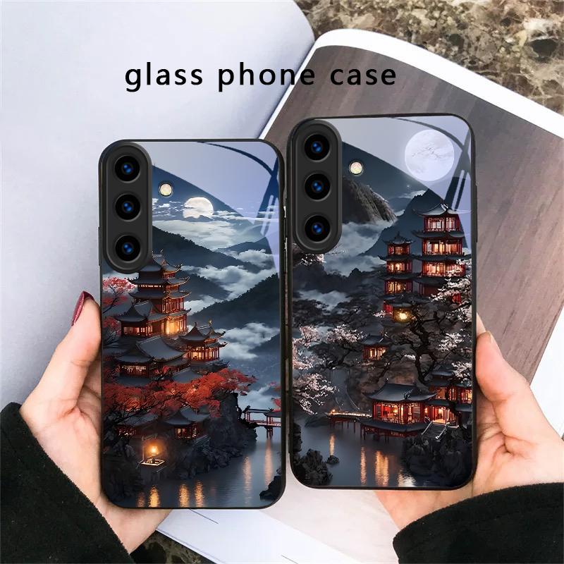 Moonlight Fairy Trail For Samsung Galaxy S20 S21 S22 S23 Plus S24 FE S25 Ultra S26 Edge S25+ S20+ S22+ Black Glass Phone Case