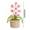 Lily of The Valley Crochet Flowers Artificial Potted Flower with Night Lights Cordless Table Lamp Ornament Desk Home Decorations
