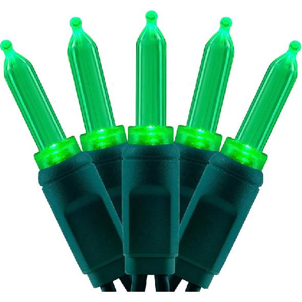 YULETIME 100 Multicolor One-Piece T5 LED Christmas Lights, 33 Ft High Waterproof UL Certified Green Wire String Lights (Multicolor)