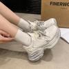 Leather Beaded Pair of Shoelaces Dad Shoes Women's 2026 Spring New Thick-soled Heightened Mesh Breathable Casual Sports Shoes