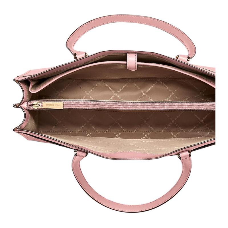 Michael Kors Jet Set Seyahat Metal Marka Logosu Saffiano Deri Tote Çanta Tote Çanta Alışveriş Çantası El Omuz Çantası Büyük Kadın Açık Pembe