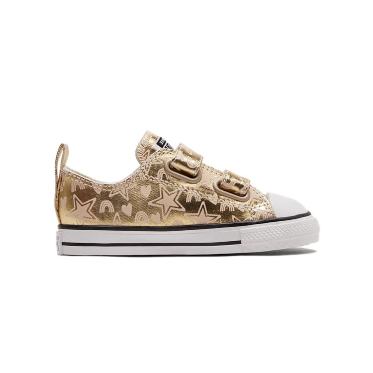 Converse All Star 2V Canvas Star Print Low Top Walker Shoes Baby sneaker Gold 772477C