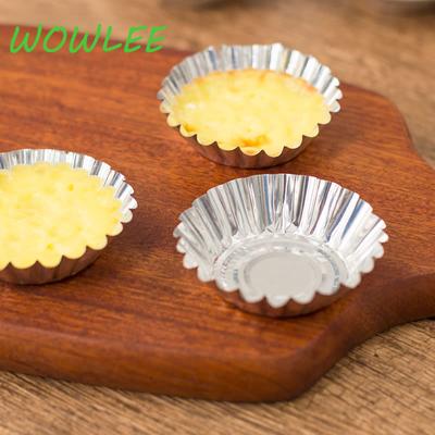Nonstick Ripple Aluminum Alloy Egg Tart Mold, Reusable Cupcake and Muffin Baking Cup, Tartlets Pans, Flower Shape, 25Pcs
