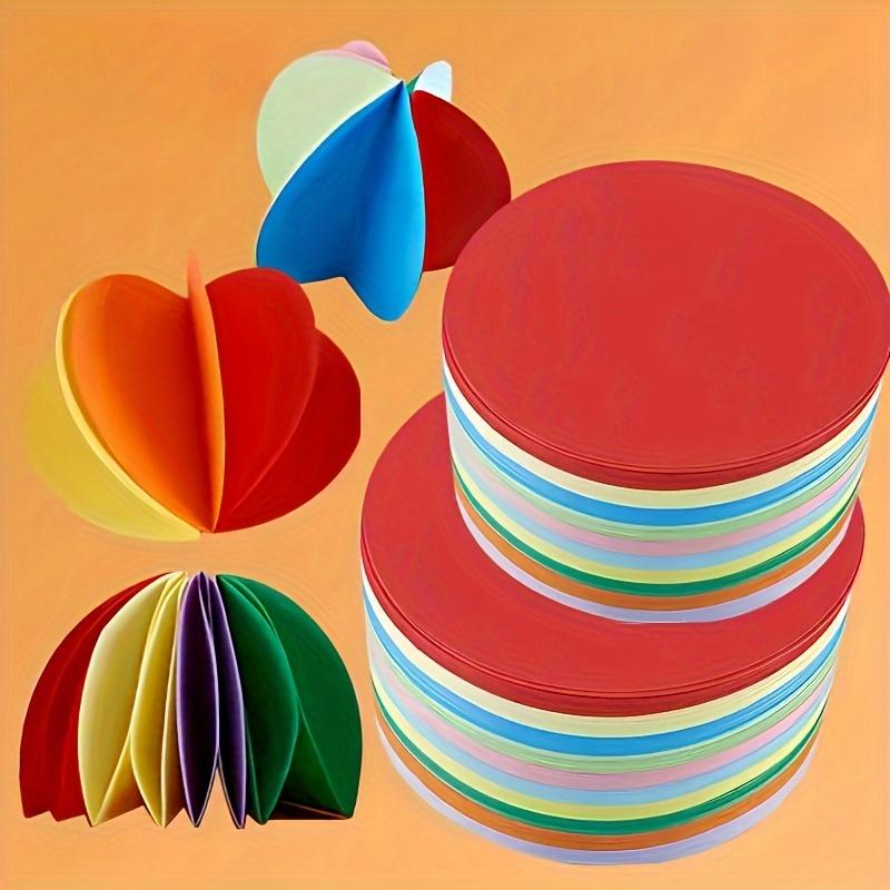 500/1000 Sheets/Set, 10 Vibrant Colors Handmade Paper Pack, Thick Round Cardstock Suitable for DIY Origami, Graffiti Art, and Decorative Projects