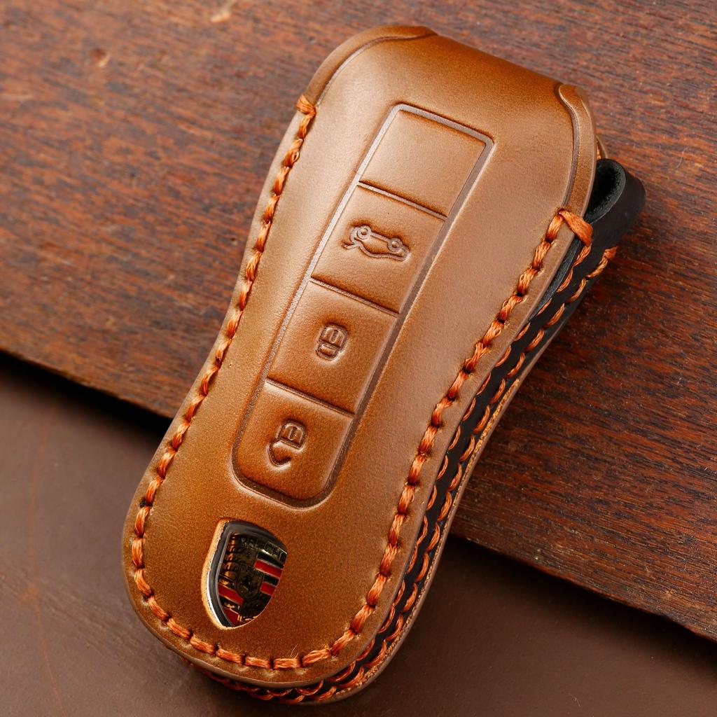Buy New Luxury Genuine Leather Car Key Cover Case for Porsche Macan 718