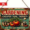 1pc Rustic Wooden Garden Sign, Growing Vegetables Is Cheaper Than Therapy & You Get Tomatoes, Vintage Farmhouse Wall Decor