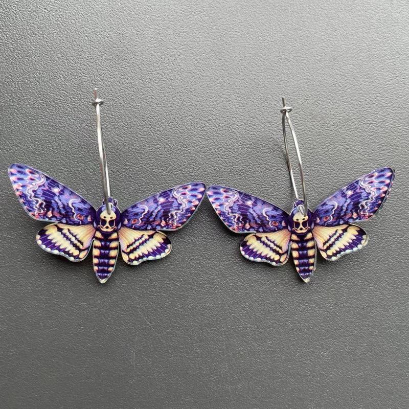1Pair Cute Butterfly Woman Dangle Earrings Acrylic Gradient Colorful Moth Drop Earrings for Y2K Girl Birthday Gift