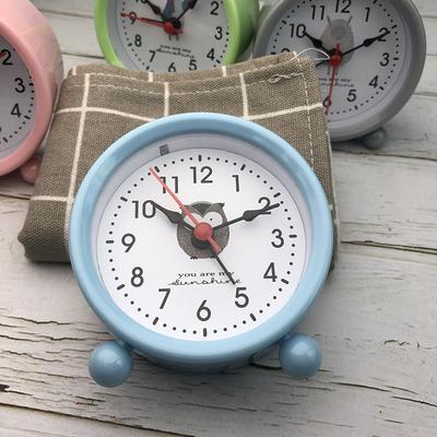 Mini Children's Alarm Clock with Lights Bedside Clock Round Cartoon Clock Simple Bedside Clock
