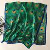 Latest Lovely Animal Green Peacock Feather Silk Shawl Scarf Spain Luxury  Beach Bandanas Foulard Sjaal Wrap Hijab Caps