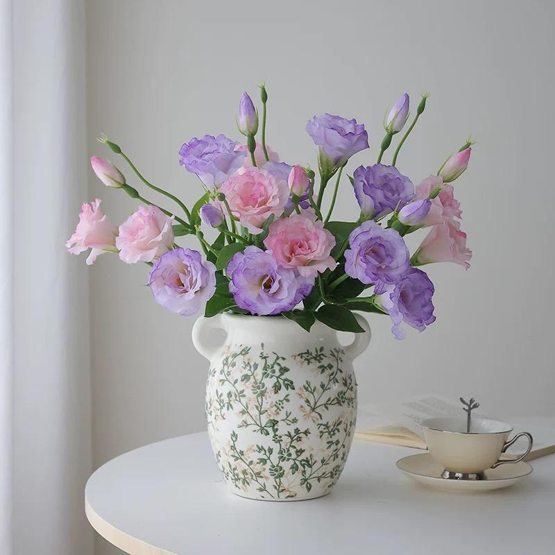 3 Pezzi Fiori di Lisianthus Artificiali Eleganti Rosa Realistici Finti Eustoma Fiori di Seta Decorazione Floreale Matrimonio Anniversari Regali
