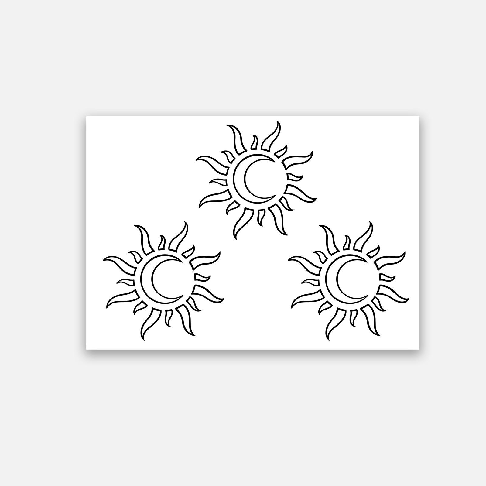 Herbal Semi-Permanent Premium Sense Simple Sun Moon Sun Tattoo Sticker 10*7