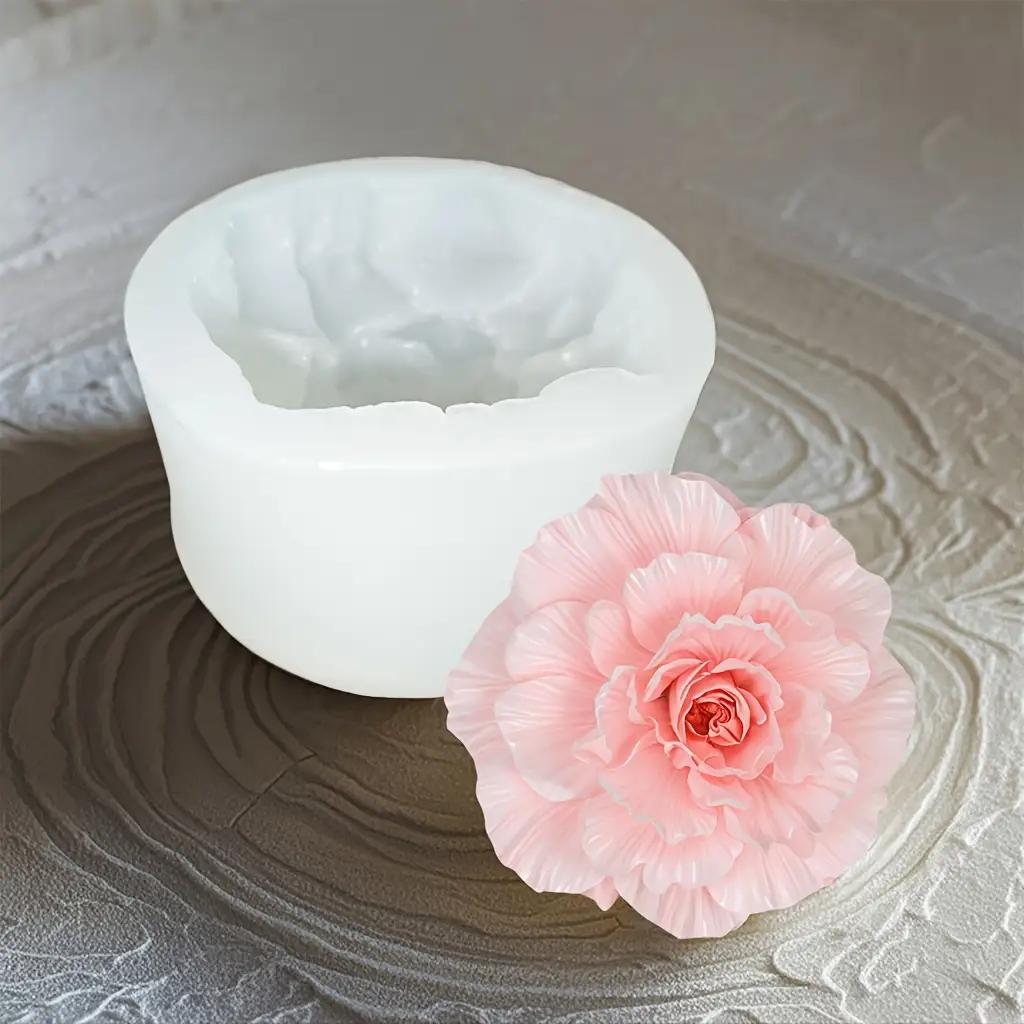 1 Piece 3D Carnation Flower Silicone Mold - High-Quality Reusable Candle Making Mold, Suitable for DIY Candle, No Electricity Needed, Per