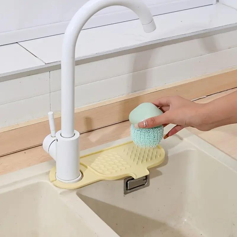 2pcs Silicone Faucet Splash Guard & Drain Pad - Rotatable, Thick & Flexible Kitchen and Dining Table Protection