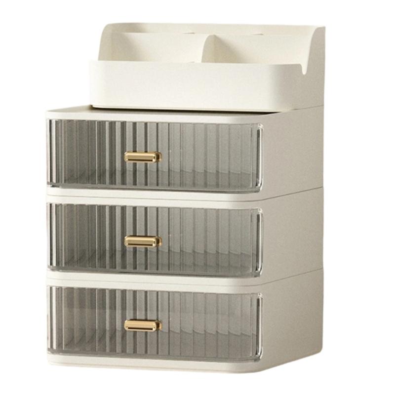 Multifunctional Desktop Cosmetics Organiser With Drawer Stacking Plastic Storage Trays For Beauty Tools School Supplies