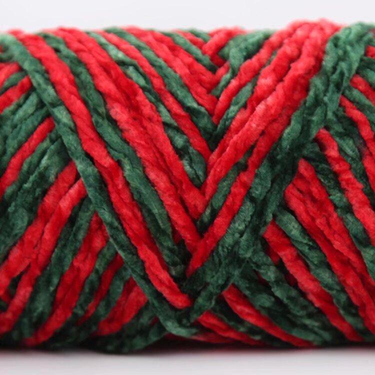 3 Strands Glossy Velvet Hand-Woven Thread Woven Scarf Doll Blanket Chenille Thread Segment Dye 100G Ball