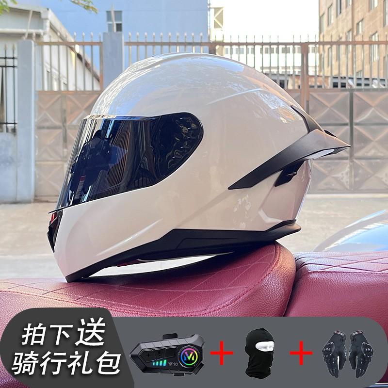 ECE/GB Certified Full Face Motorcycle Helmet With Bluetooth Intercom Men Women Use Large Rear Wing Stylish Design