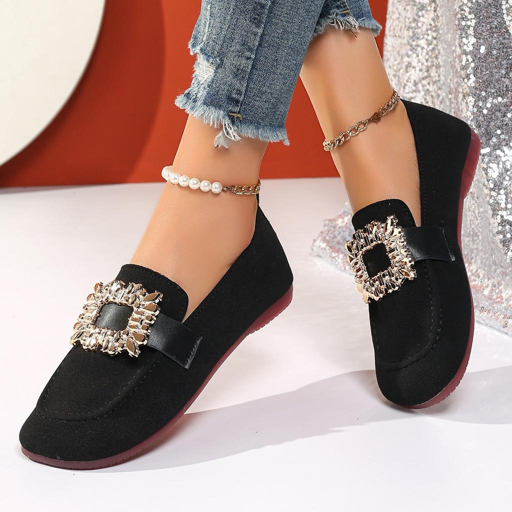 Fashion Women Flats Spring 2025 New Large Size Flat Loafers Shoes Women Knitting Slip-on Square Head Breathable Fashion Shoes for Women