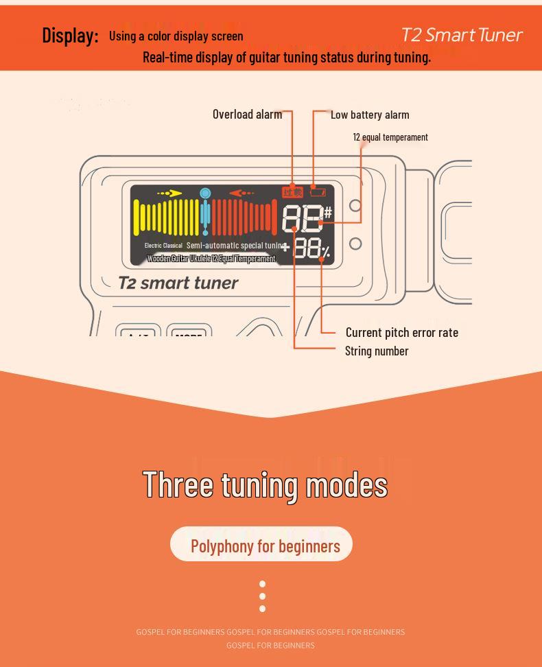 Boreyke T2 Elektrischer Saitenaufwickler & Stimmgerät für Gitarre/Ukulele