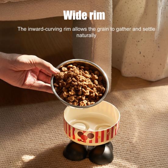 Elevated Pet Bowl Stainless Steel Raised Dog Bowl Reduces Discomfort Cute Cat Bowl with Stable Non-Slip Base for Food Water