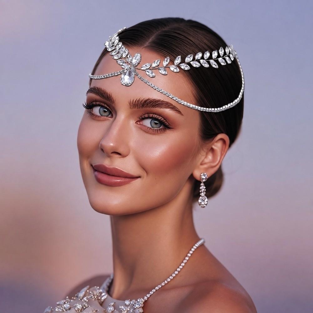 Rhinestone Bride Forehead Head Chain Shining Women's Headwear Exquisite Brides Headpiece  Wedding