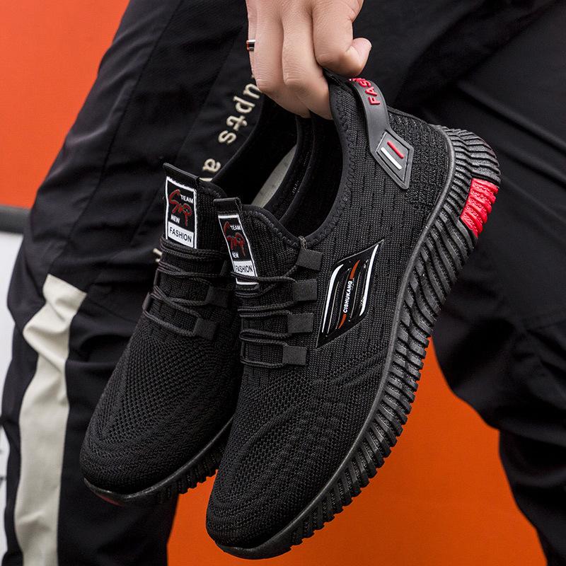 

Мужская обувь, весенние кроссовки из дышащей сетки 2025 года, новый тренд летающего плетения, универсальная спортивная и любительская обувь, дорожная обувь для мужчин 39 чёрный