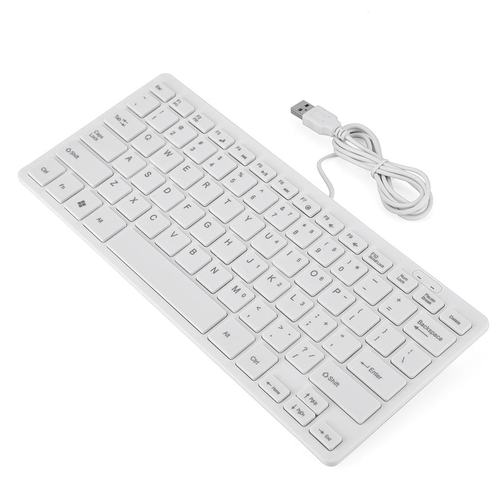 78 Keys Ultra Thin Mini USB Wired Keyboard for Desktop Computer Laptop PC (White)