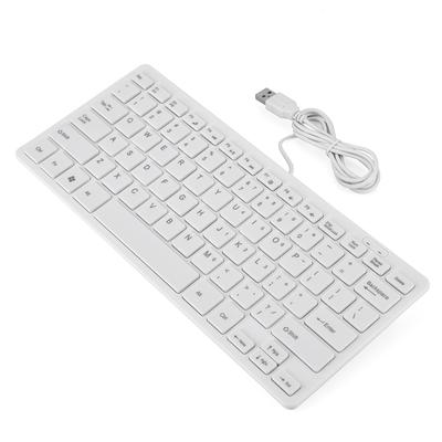 מקלדת USB חוטית מיני דקה במיוחד עם 78 מקשים למחשב שולחני, מחשב נייד, PC (לבן)