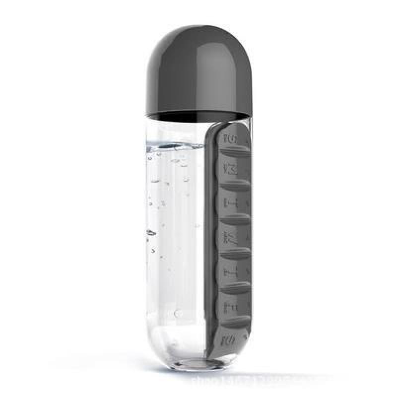 Portable Water Bottle With Built-In Pill Box For Medicines Sports Plastic Water Bottle Medicine Box Water Cup