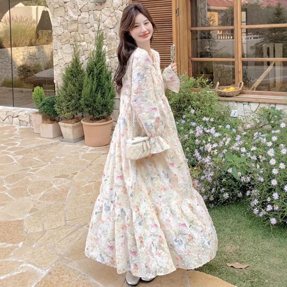 Super Fairy Gentle Wind Romantic French Chic Dopamine Floral Dress New Temperament Pendulum Dress Women's Spring