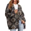 Women's Fashion Long Sleeve Christmas Print V-Neck Button Loose Cardigan Top