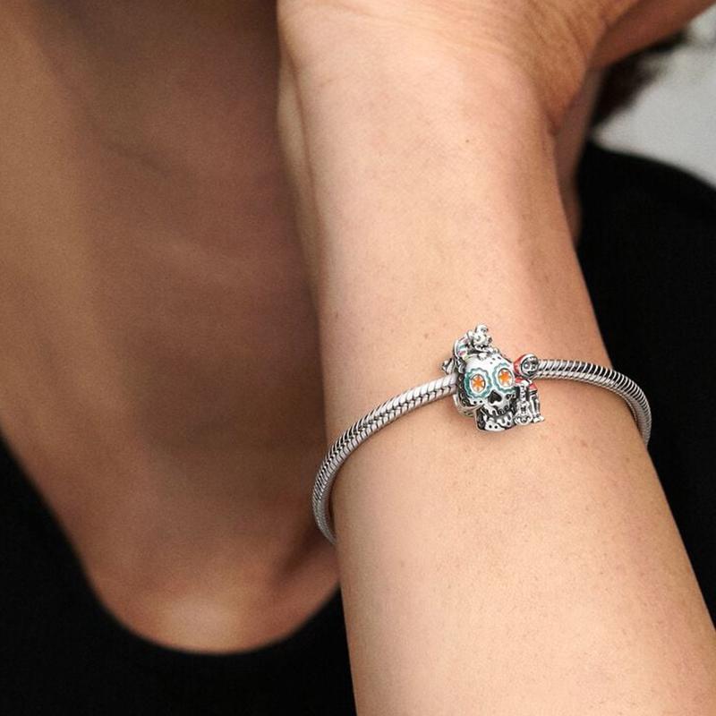 Glow In the Dark Skull Charm Beads 925 Silver Jewelry Fit 3mm Bracelet Women Gift
