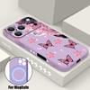 For iPhone 17 Pro Max Case INS Colorful Butterfly Flowers Pattern Magnetic For Magsafe Soft Cover For iPhone 16 15 14 13 Pro Max 17E 16E
