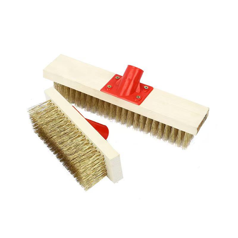 Wooden Long-Handle Stiff Bristle Scrub Brush for Floors, Bathroom, Kitchen, and Outdoor Use