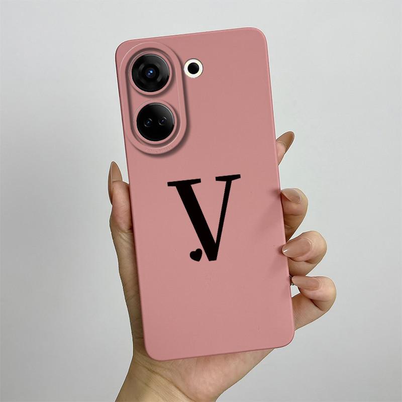 Case For Tecno Camon 20 Pro 4G Cute Initial Letters Liquid Soft Silicone Cover Shell For Tecno Camon 20 Pro CK7n CK6 CK6n Coque