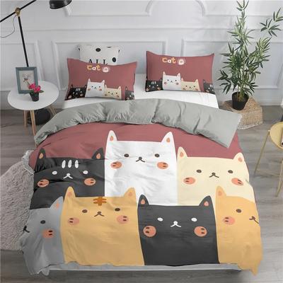 3D Printed Cartoon Cat Bedding Set Single Twin Double Queen King Cal King Size Bed Linen Set
