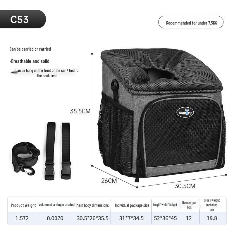 Wakytu UK Large Capacity Single Shoulder Cat Carrier - Breathable, Outdoor, Portable Pet Bicycle Bag C53 [Supports Pets up to 15 Pounds]