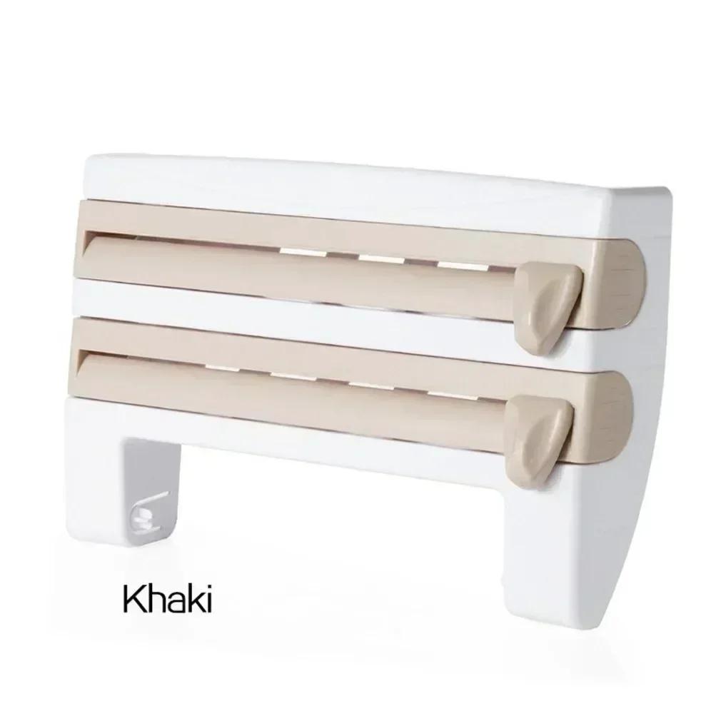 Kitchen Cling Film Tissue Holder Sliding Knife Cutter Aluminum Foil Barbecue Paper Cutting Box Household Towel Storage Racks