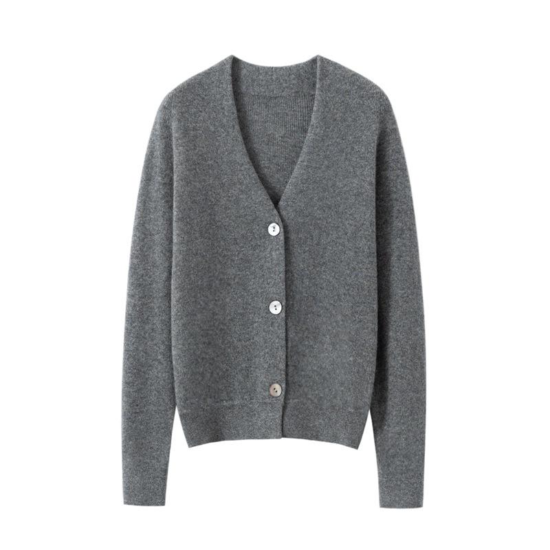 2025 Autumn/Winter Women's Cashmere Deep V-neck Long-sleeve Loose Cardigan