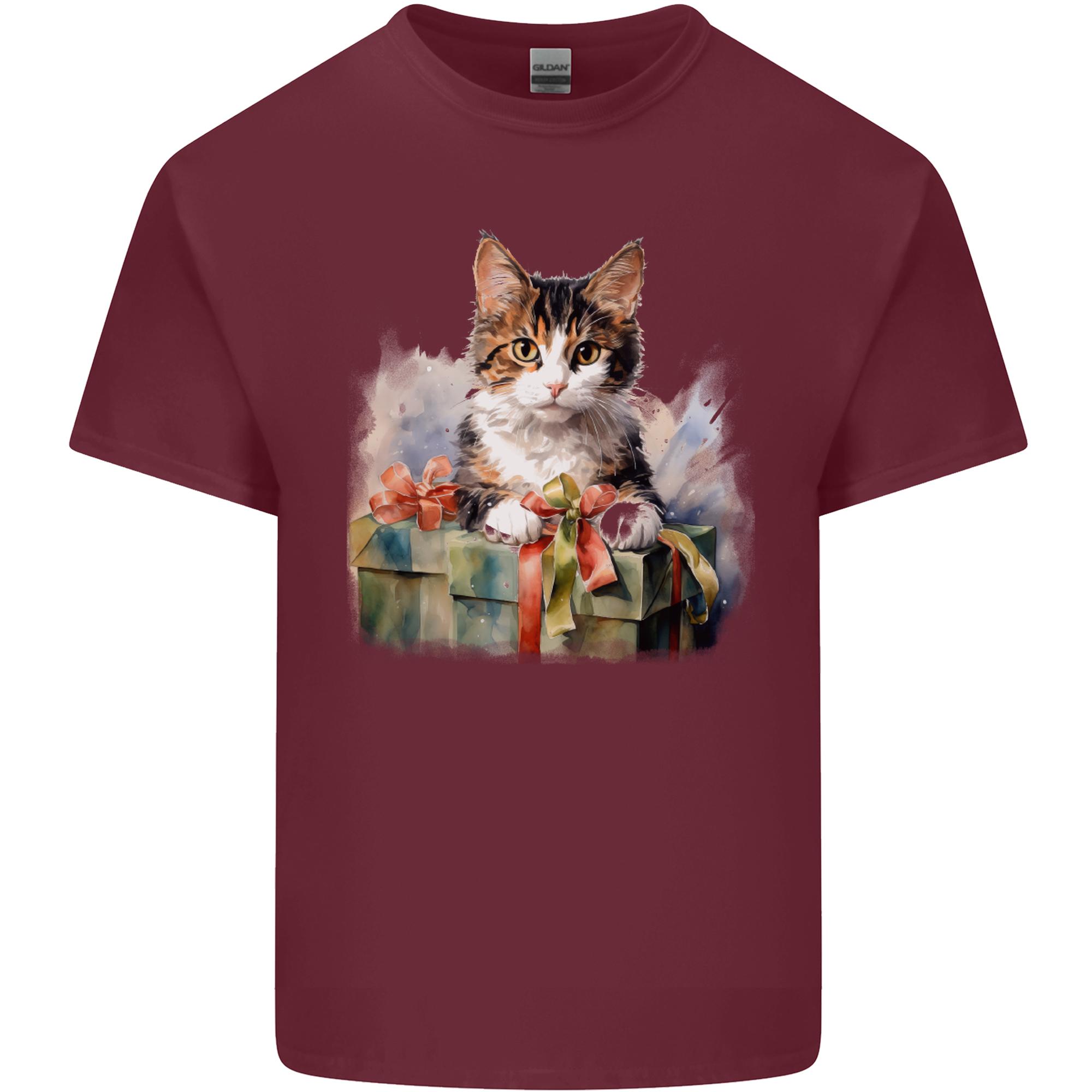 A Cute Cat With a Present Christmas Xmas Unisexs Light Cotton TShirt S