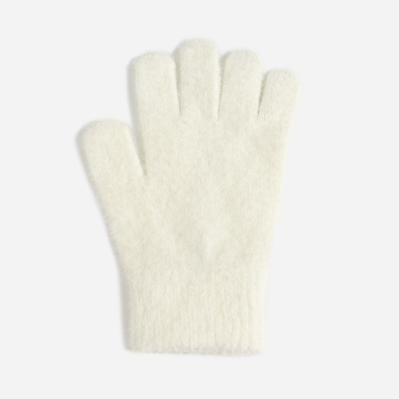 

Hello Cannon 8-Color Soft Glutinous Women s Finger Knitting Wool Gloves Creamy White One size