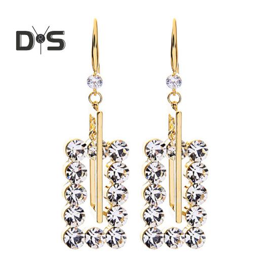 

1 пара женских сережек-крючков в стиле ретро, геометрическая форма, кубический цирконий, украшение, преувеличенный стиль, клубные выпускные висячие серьги золотистый