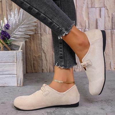 Large Size Women's Shoes Summer New Round Toe Slip-on Solid Color Flat Bottom Shoes