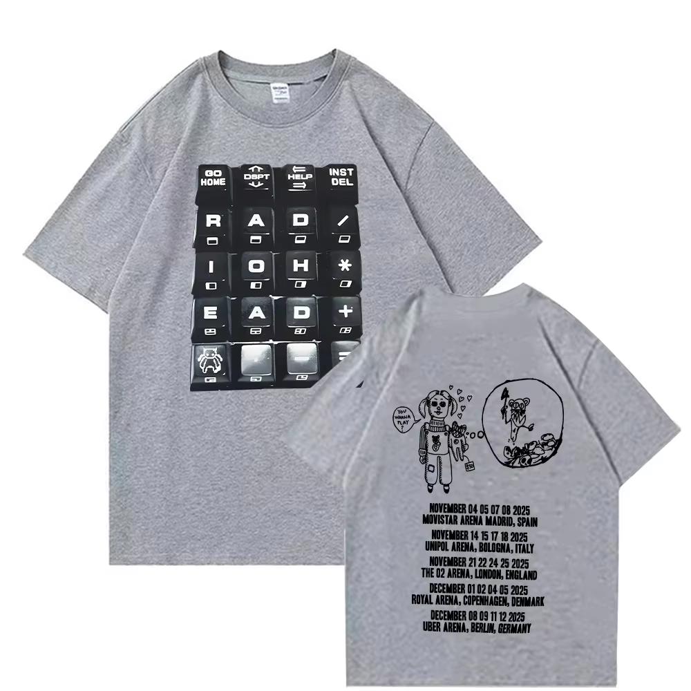Radiohead 2026 Black Tour T-shirt Fashion Rock Band T Shirt Men Women Oversized Loose Tops Streetwear Summer Short Sleeve Tees