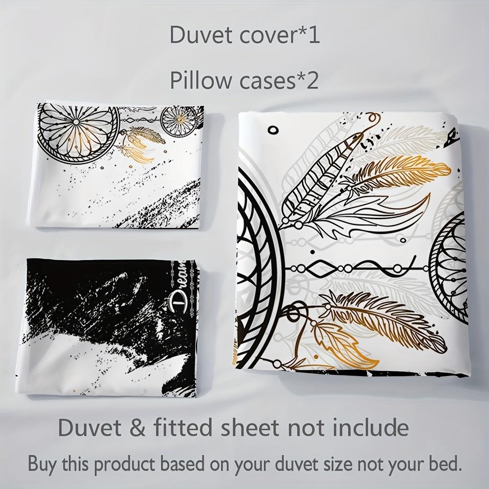 Duvet Cover Set Black And White Dreamcatcher Bedding Set Soft Duvet Cover For Bedroom Guest Room (1*Duvet Cover+2*Pillowcase)