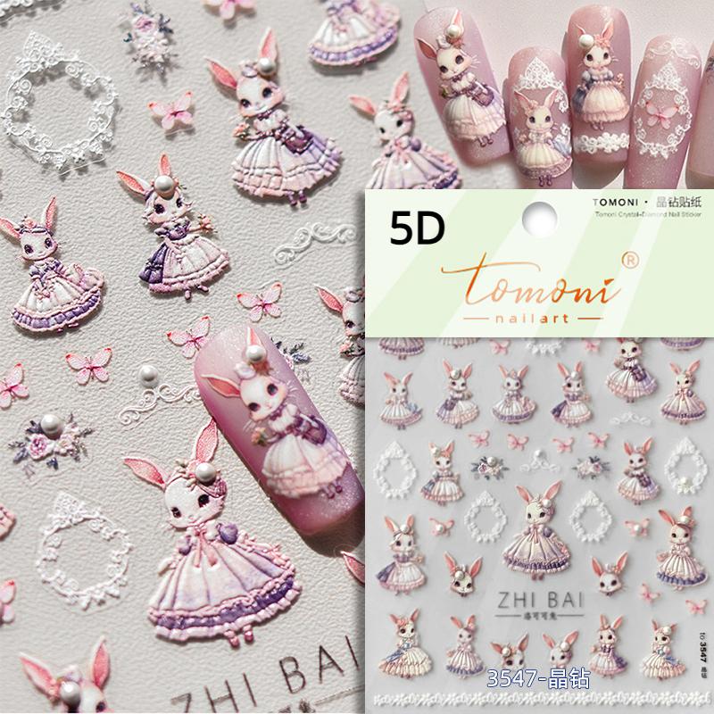 1pcs Cute Sketching Graffiti Animal Cat Dog Rabbit Bear Laser Nail Art Sticker Designs Self Adhesive Decoration Decal Acessories